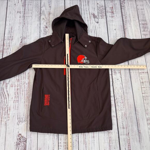 Cleveland Browns Waterproof Hooded Jacket Men’s L Brown/Red Fleece Lined NFL - Picture 3 of 7